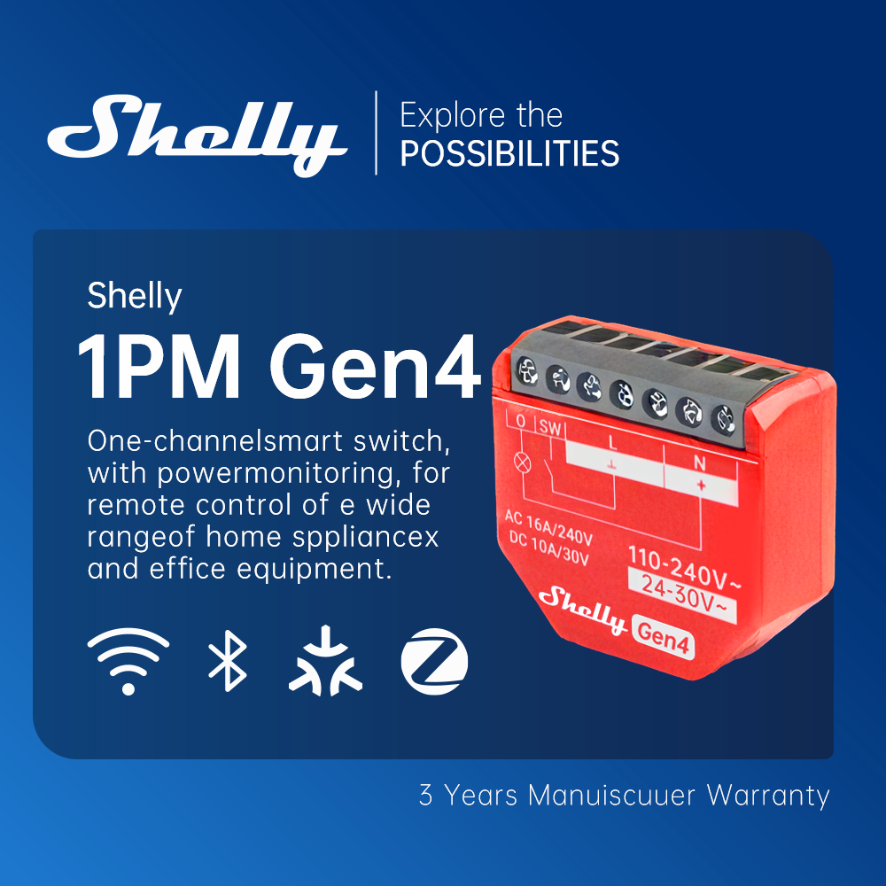 Shelly 1PM Gen4 Zigbee Disposi - Shelly Relay Module ulasan dan harga