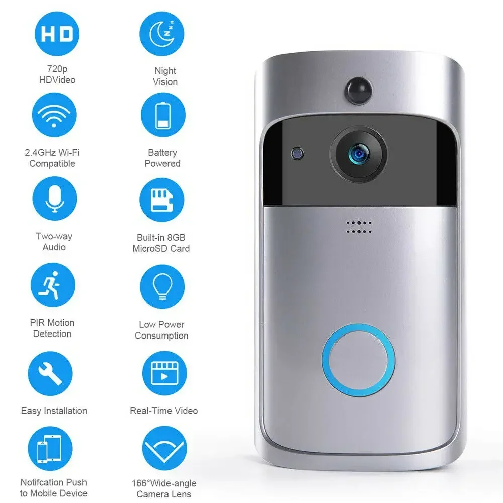 720P HD Smart Home Wireless WI - Smart Doorbell Wired ulasan dan harga