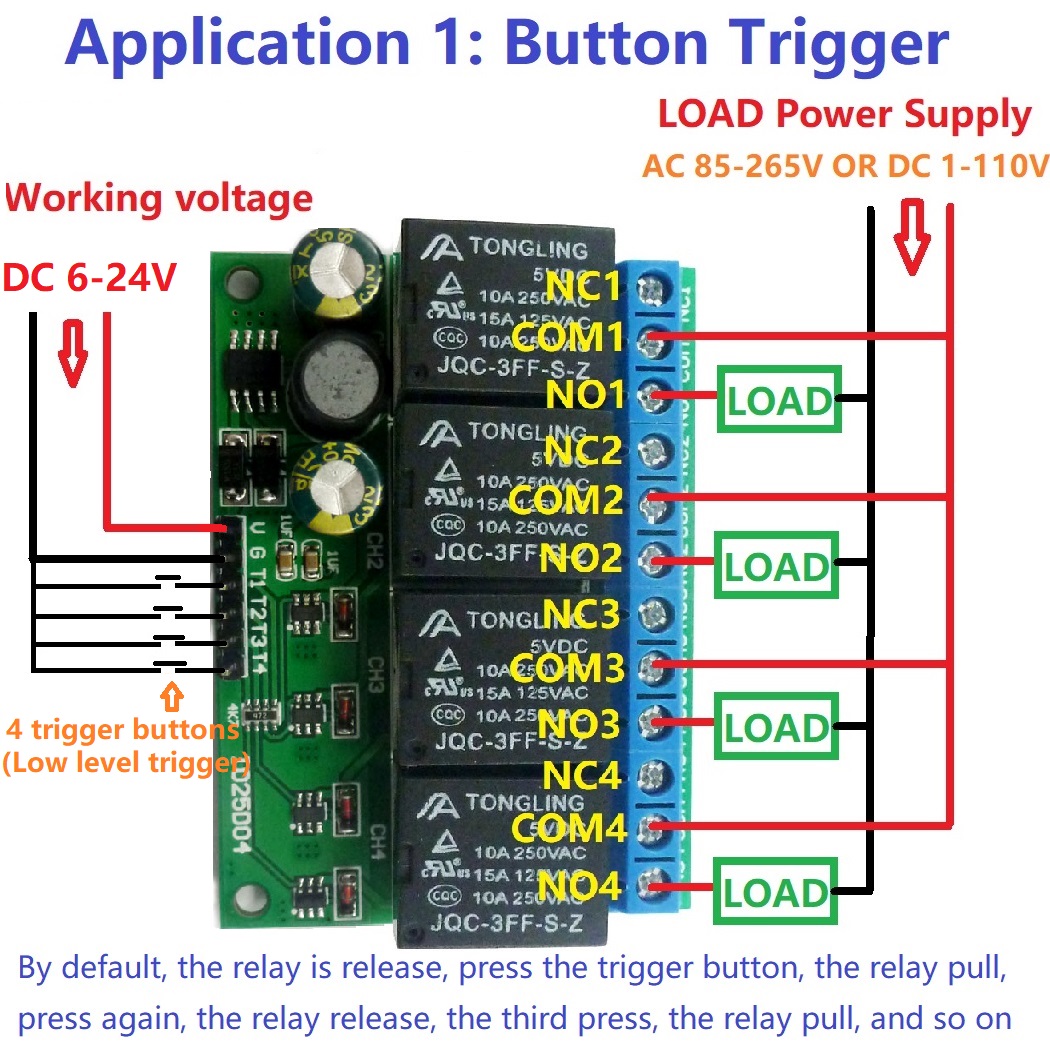 4ch DC 6V-24V Flip-Flop Latch  - Shelly Relay Module ulasan dan harga